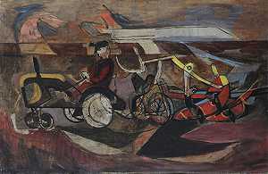 拖拉机，1947年 by Michael Rothenstein