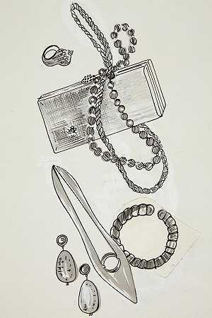 鞋子、钱包和珠宝，1957年 by Andy Warhol