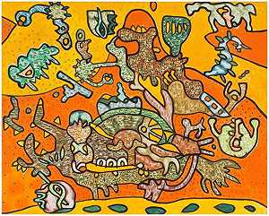 《夏日海底》，抽象超现实主义绘画，1970-1979年 by Sebastian "Batan" Matta-Clark