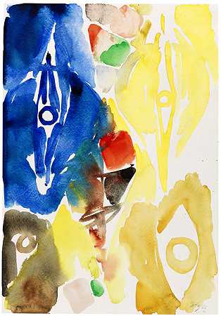 半黄半蓝，1965年。 by Ernst Wilhelm Nay
