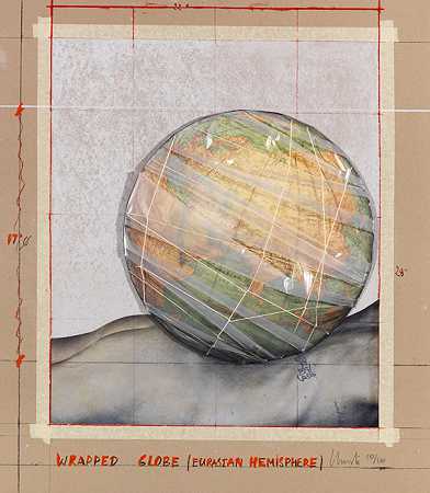 包裹地球（欧亚半球），2019年。 by Christo