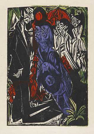 《影子的出售》，1915年。 by Ernst Ludwig Kirchner
