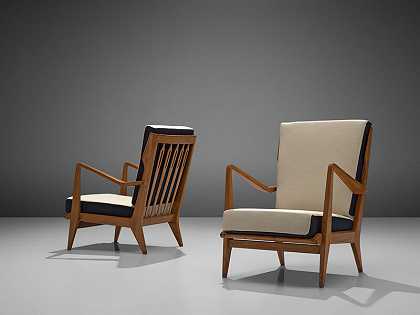 一对躺椅型号516，1950年代 by Gio Ponti