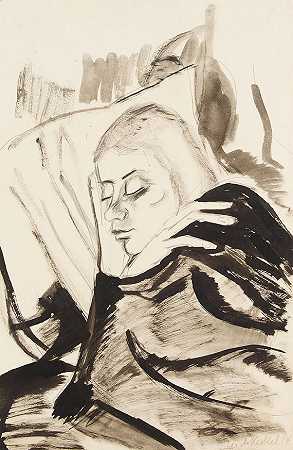 睡眠，1914年。 by Erich Heckel