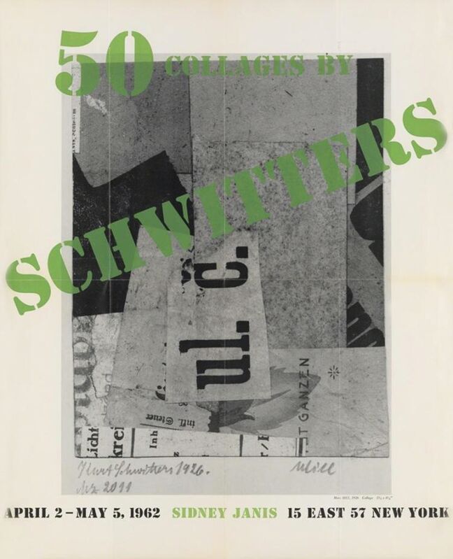 <em>50</em> Collages by Schwitters, April 2-May5, 1962, Sidney Janis Gallery Exhibition Poster, 1962