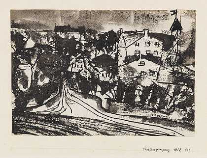 道路交叉口（土壤软化），1912年。 by Paul Klee
