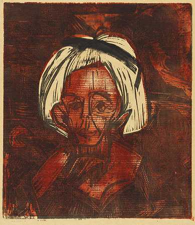 黄头发女孩，1919年。 by Ernst Ludwig Kirchner