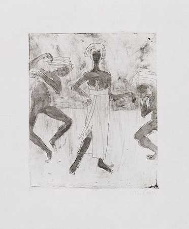 《年轻王子与舞者》，1918年。 by Emil Nolde