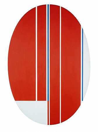 日食红色垂直线，1971-1972年 by Ilya Bolotowsky