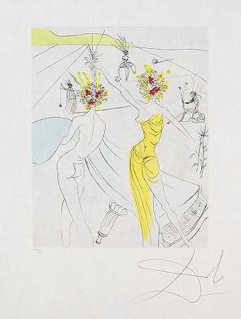 《钢琴花女人》，1969年。 by Salvador Dalí