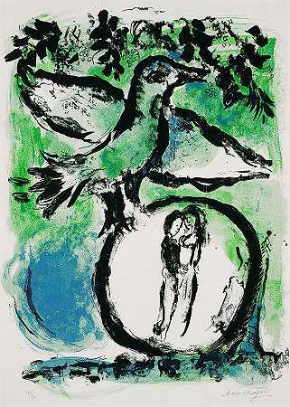 绿鸟，196年。 by Marc Chagall