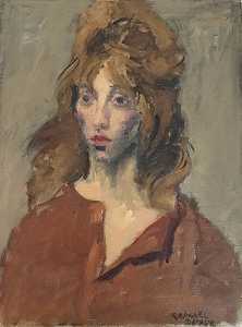 一个女人的肖像，大约1955年 by Raphael Soyer