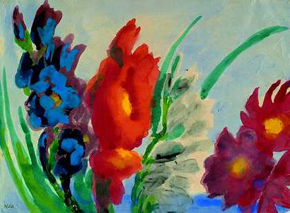 《夏日之花》，1953年。 by Emil Nolde