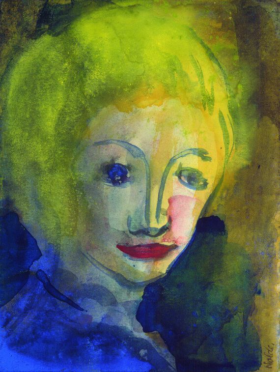 《女性肖像》，1920年。 by Emil Nolde