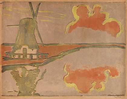 水上磨坊，1926年。 by Emil Nolde