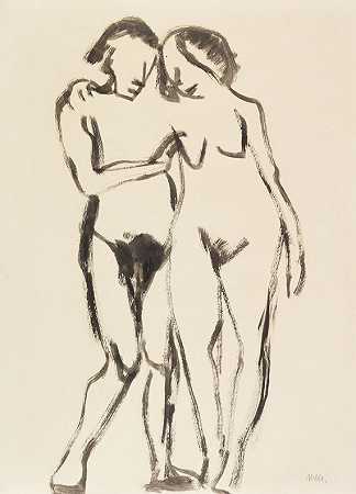 裸体情侣，1908/1910。 by Emil Nolde