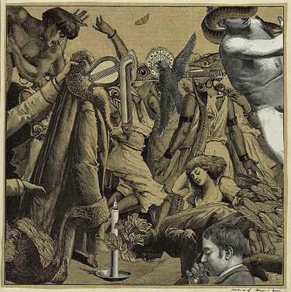 1929年，在危险的空气中挥舞着暴力狂欢的女人 by Max Ernst