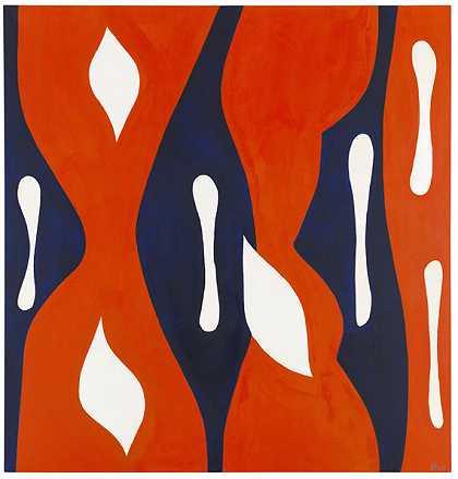 双纺锤红，1965年。 by Ernst Wilhelm Nay