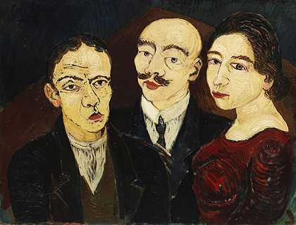 1925年，女人和两个男人。 by Josef Scharl