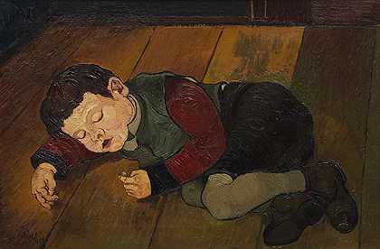 《熟睡的孩子》，1928年。 by Josef Scharl