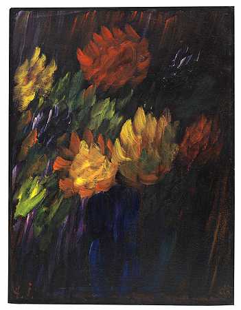 伟大的静物画：菊花，1937年左右。 by Alexej von Jawlensky