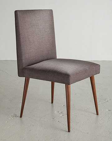 实心巴西硬木椅子，带软垫座椅和靠背，约1954年 by Joaquim Tenreiro