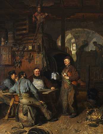1883年在修道院牧羊人商店。 by Eduard von Grützner