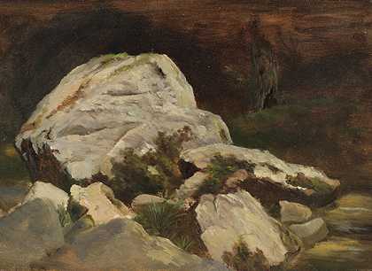 Rabenauer Grund的岩石，1860年。 by Christian Friedrich Gille