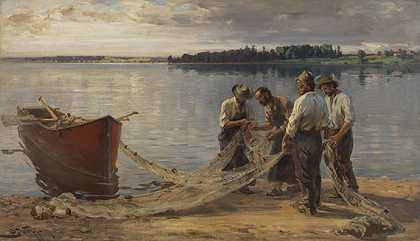 1885年左右，在基姆塞湖畔与渔民建立联系。 by Joseph Wopfner