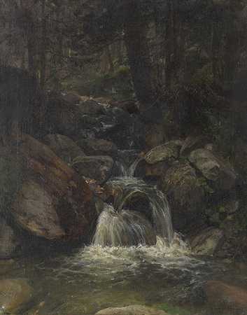 1850年，瀑布森林内部。 by Gustav Friedrich Papperitz