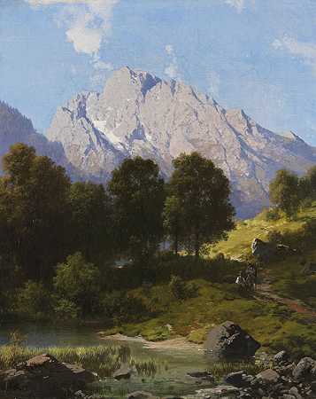 《夏日山景》，1876年。 by Carl Millner