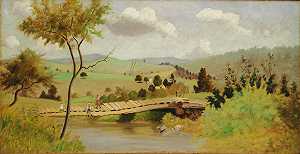 阿迪朗达克：钓鱼桥，1897年 by Louis Michel Eilshemius