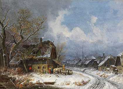 温特利村，1845年。 by Heinrich Bürkel