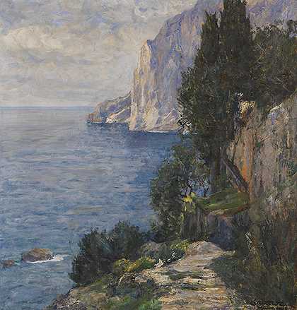 卡普里岩石海岸，1914年。 by Albert Wenk