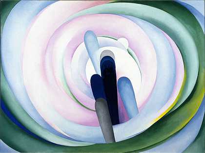 灰蓝色和黑粉色圆圈，1929年 by Georgia O’Keeffe