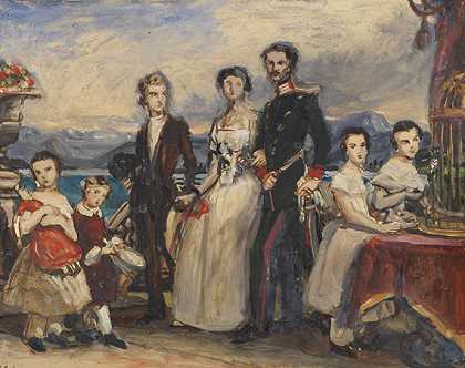1854年《奥地利伊丽莎白皇后的兄弟姐妹》绘画研究。 by Joseph Karl Stieler