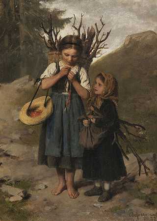 《小灌木丛收藏家》，1872年。 by Franz von Defregger