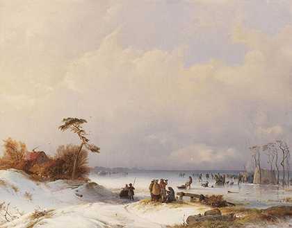 冰上快乐，1843年。 by Carl Hilgers