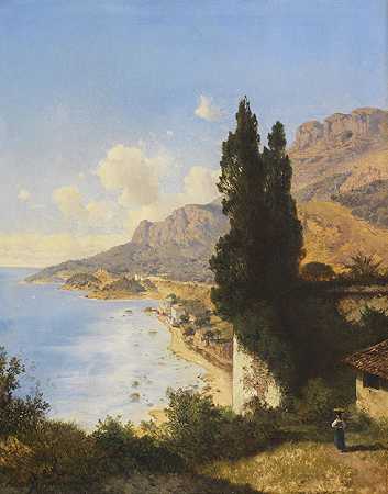 1865年在尼斯附近的摩纳哥比赛。 by Albert August Zimmermann