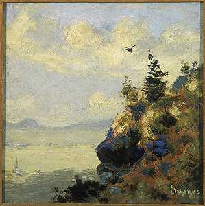 1901年至1906年间与鹰一起的夏季景观 by Louis Michel Eilshemius