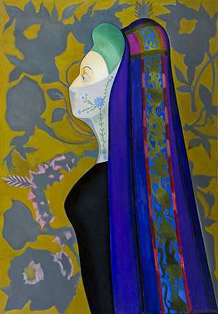 戴面纱的女士（波斯女士），1926年 by Joseph Stella