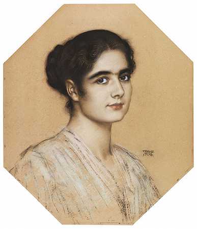 女儿玛丽的肖像，嗯，1912年。 by Franz von Stuck