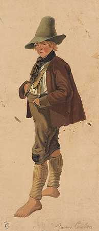 穿着阿尔卑斯山服装的男孩，大约1860/70岁。 by Gustav Jakob Canton