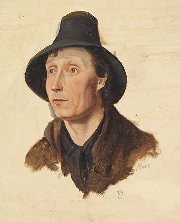 戴毡帽的阿尔卑斯农民，约1830-1860年。 by Heinrich Marr