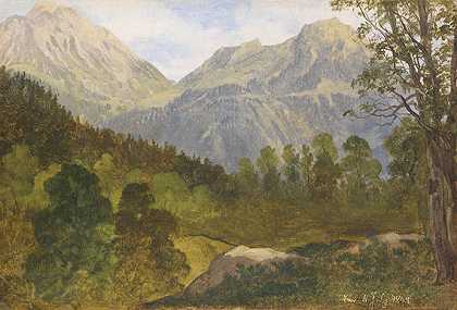 科尼希湖的霍赫·布雷特和詹纳河景观，1844年。 by Martin Martin