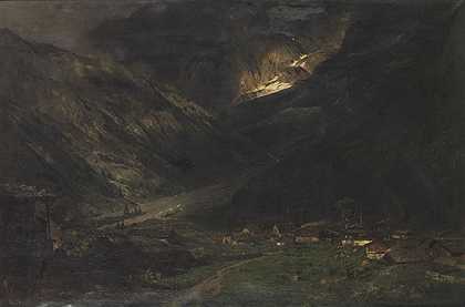 山里的雷雨，1892年。 by Theodor Joseph Hagen