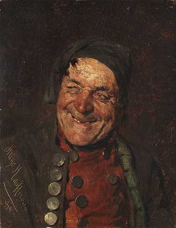 《笑农夫》，1884年。 by Hugo Kauffmann