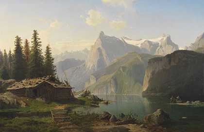 卢塞恩湖，1859年。 by Johannes Bartholomäus Duntze