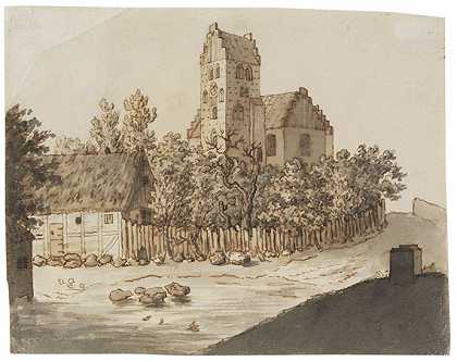 林比教堂，1795/1797年。 by Caspar David Friedrich