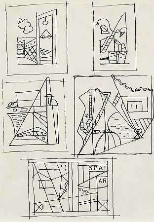 1932年《Spar》和《Eye Level》图纸 by Stuart Davis